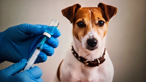 jack Russell waiting for his vaccination 